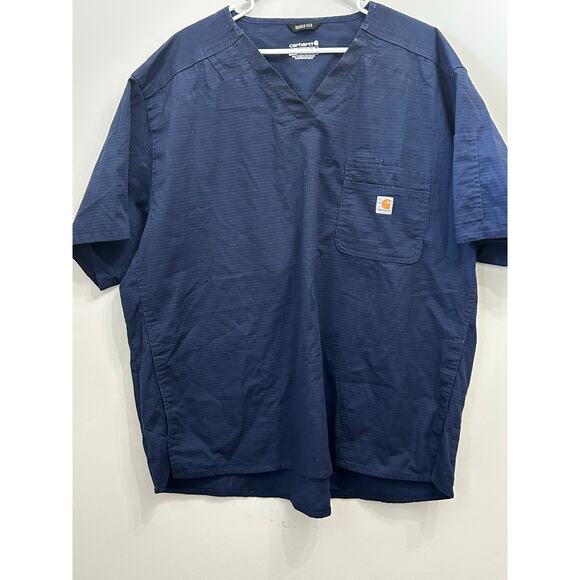Carhartt Rugged Flex Peak 5-Pocket V-Neck Scrub Top 3X Modern Fit Blue - Picture 6 of 6